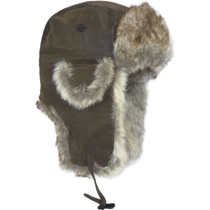 Chapka imitation cuir + fausse fourrure