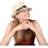 Small brim hat, raised at the back, in paper braid, pleated hatband an