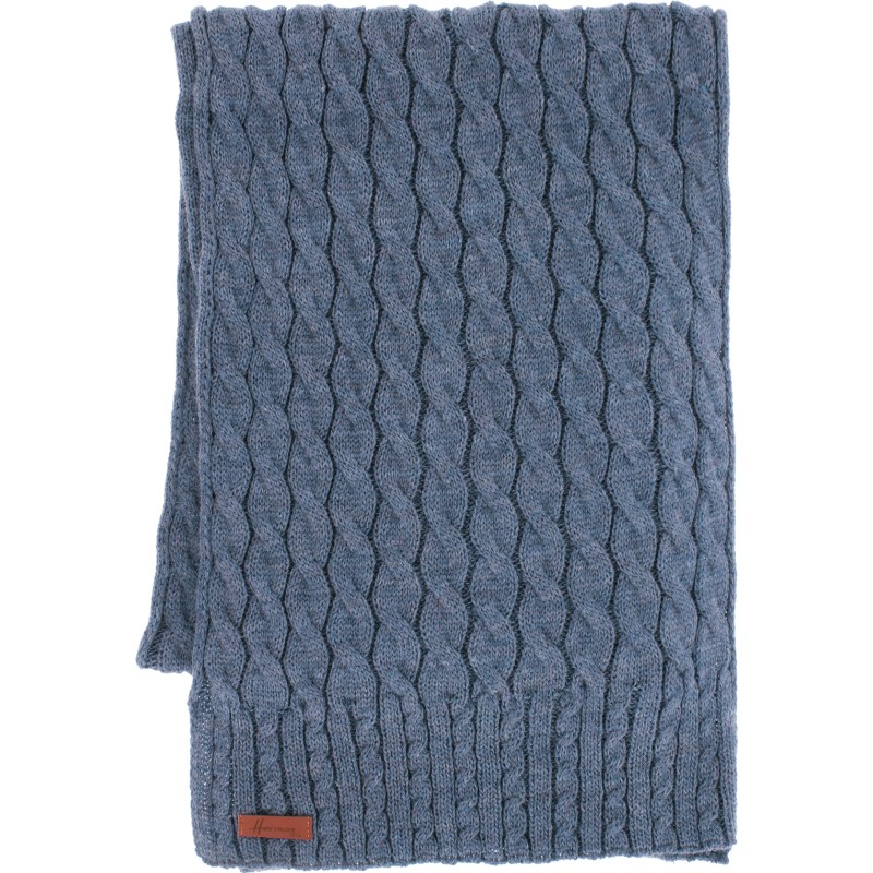 echarpe hiver en maille bleu denim 160cm