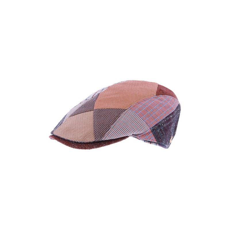 casquette homme en patchwork de tissu rouge casquette homme en patchwork de tissu rouge