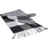 echarpe a franges a carreaux gris et noir