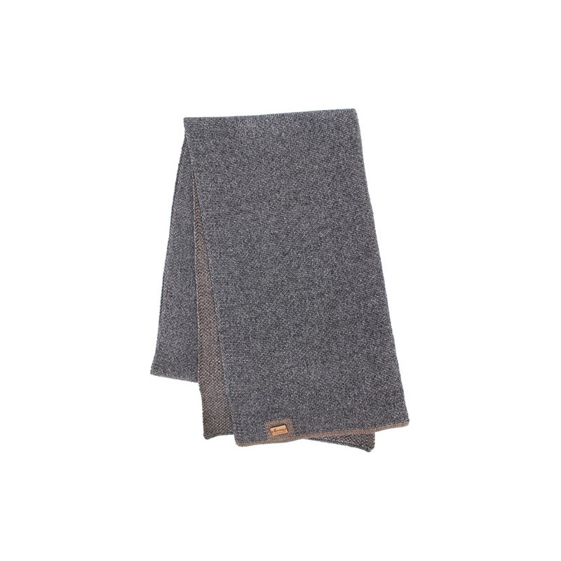 echarpe homme hiver grise liseret marron