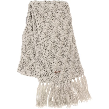 echarpe hiver a franges, en grosse maille torsadee