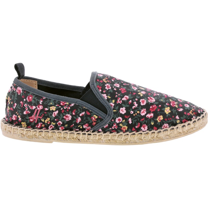 Espadrille motif fleuri fleurs roses