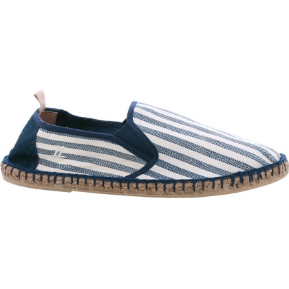 Espadrille adulte en coton motif rayures blanc et bleu