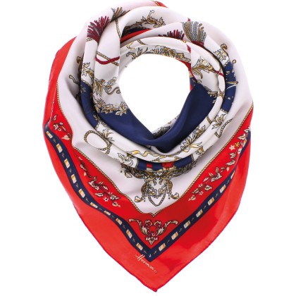 Foulard 100% polyester effet soie motif lys royal