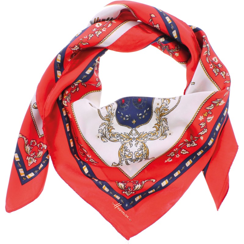 Foulard femme enroulé bordure rouge