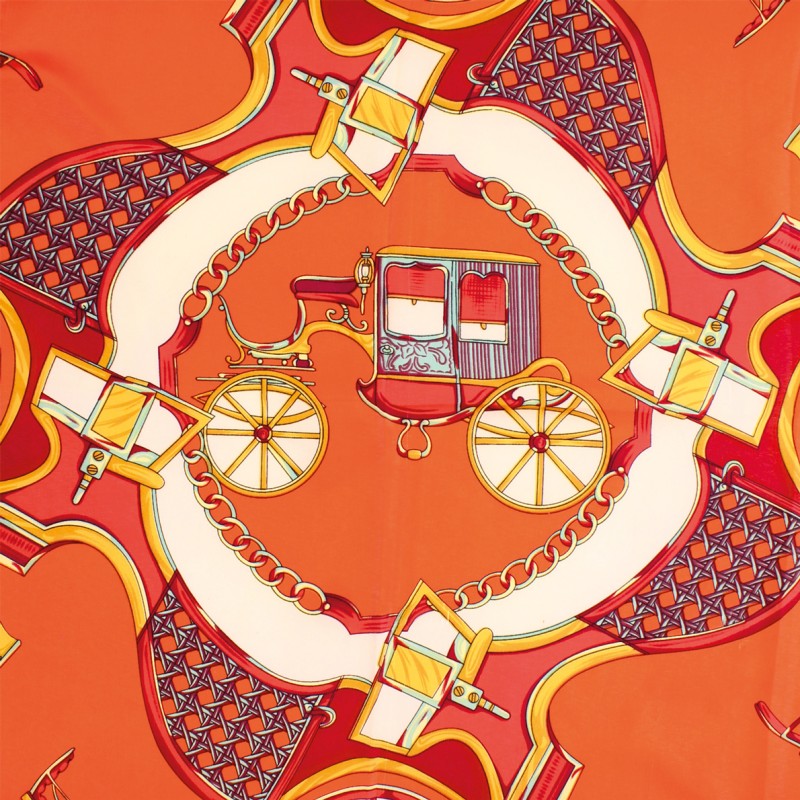 Foulard femme motif carrosse fond orange