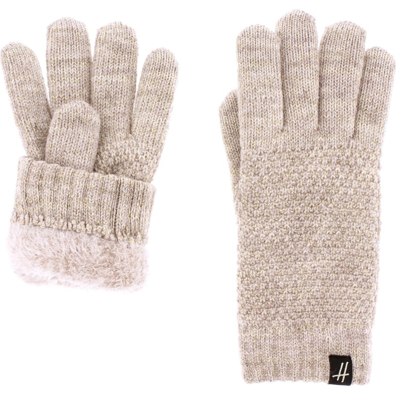 Gants femme en maille unie avec lurex doublé en teddy p Gants femme en maille unie avec lurex doublé en teddy p