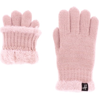 Gants enfant en maille unie avec lurex, poignet et doublure en teddy