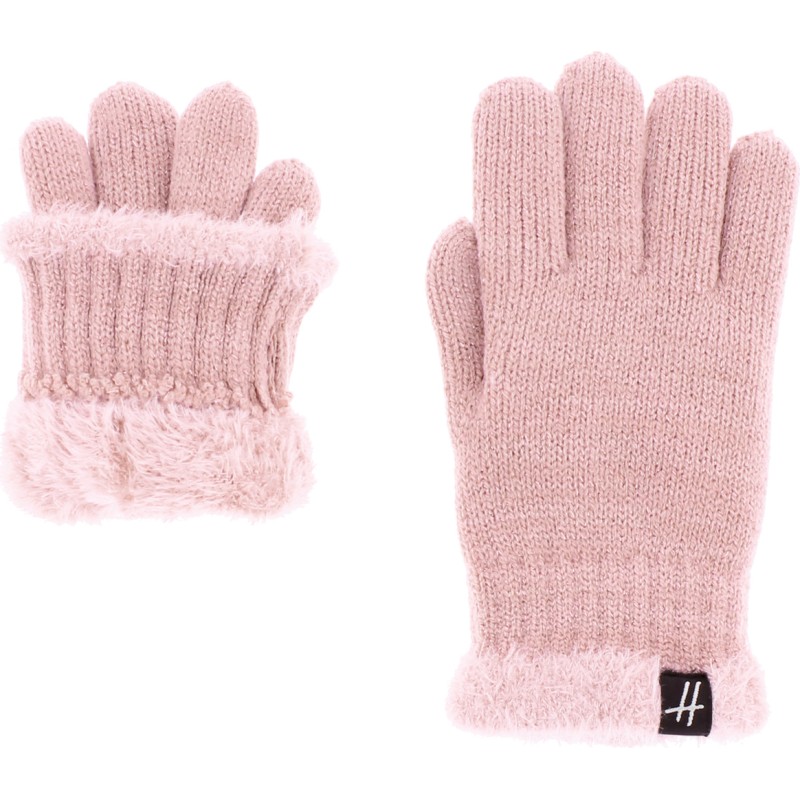 Gants enfant en maille unie avec lurex, poignet et doublure en teddy