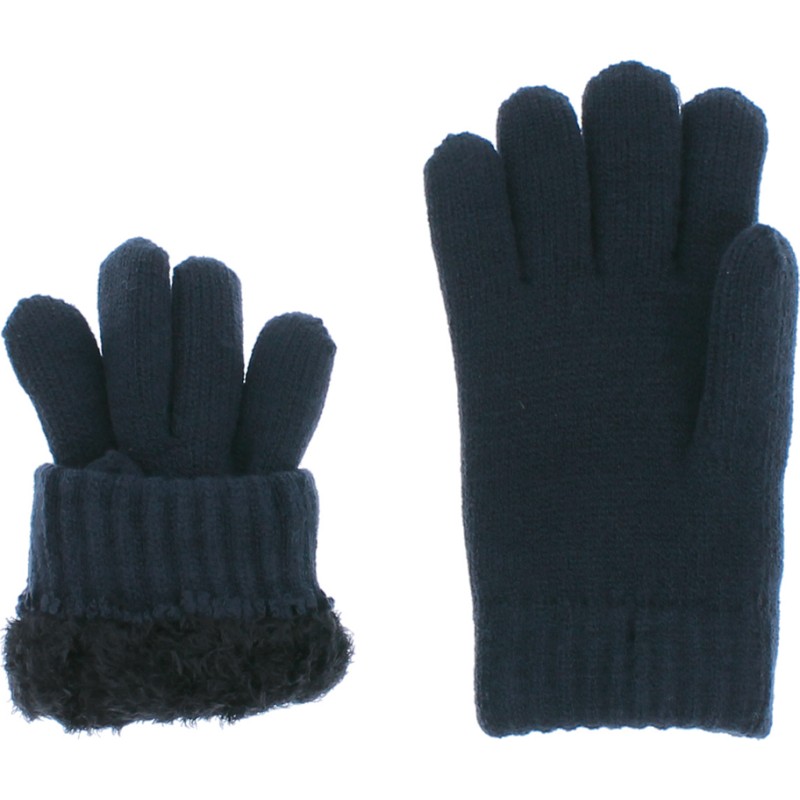 gant enfant en maille avec doublure en teddy plush doux