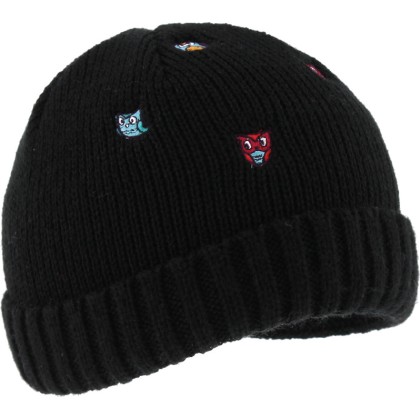 Bonnet uni en maille avec broderie doublé micro plush