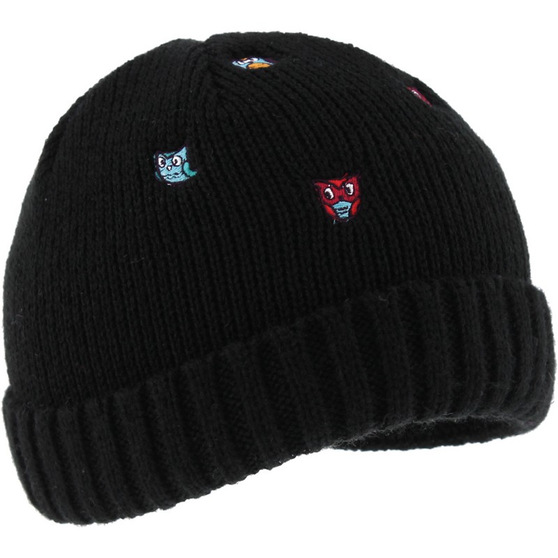 Bonnet uni en maille avec broderie doublé micro plush