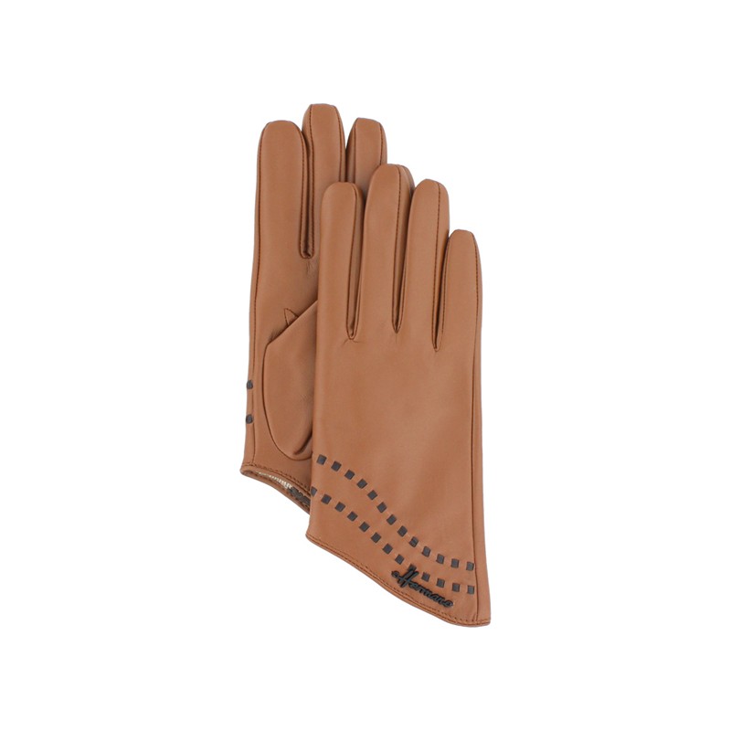 Gant femme en cuir bicolore doublé laine