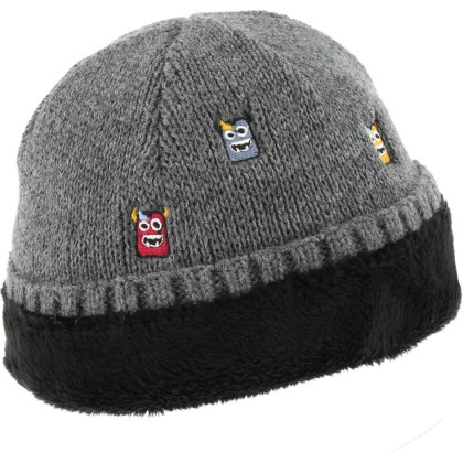 Bonnet uni en maille avec broderie doublé micro plush