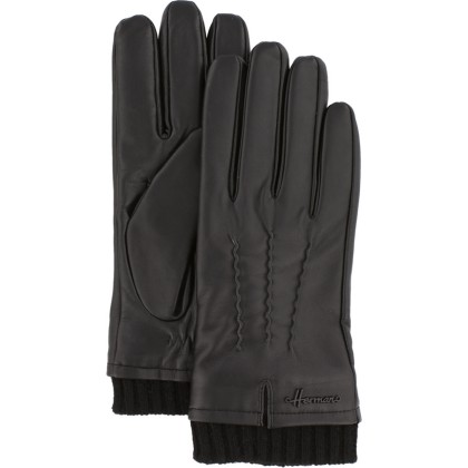 gant homme en cuir noir, avec doublure en laine