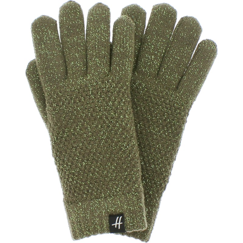 gant femme en maille avec fil lurex et doublure en plush teddy