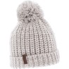 BONNET LONG CHINE BICOLORE AVEC REVERS ET POMPON FIL DOUBLE PLUSH