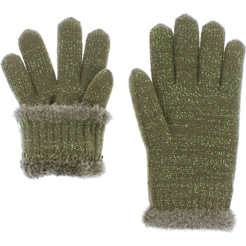 gant enfant en maille avec doublure en plush teddy doux