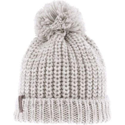 BONNET LONG CHINE BICOLORE AVEC REVERS ET POMPON FIL DOUBLE PLUSH