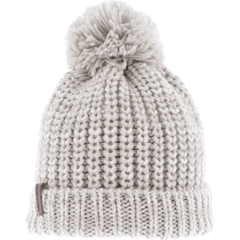 BONNET LONG CHINE BICOLORE AVEC REVERS ET POMPON FIL DOUBLE PLUSH