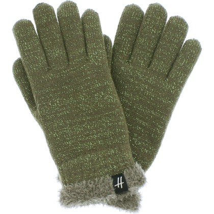 gant femme en maille avec doublure en plush teddy