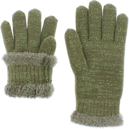 gant femme en maille avec doublure en plush teddy doux
