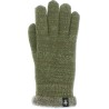 gant femme en maille avec fil lurex et doublure en plush teddy, coloris vert kaki