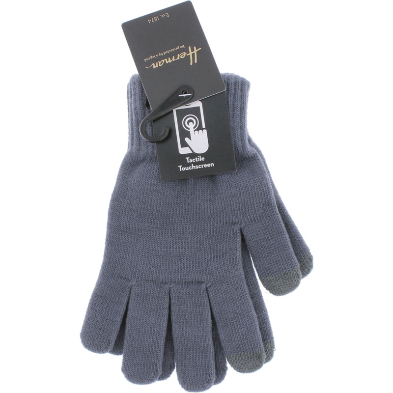gants mixte en maille avec 2 doigts tactiles coloris gris