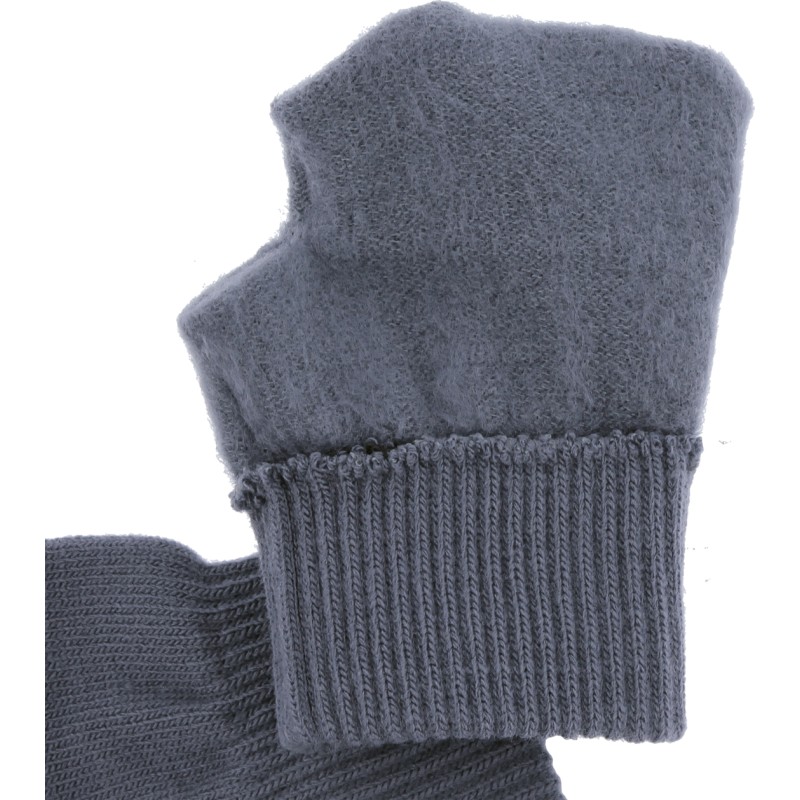 gants mixte en maille avec 2 doigts tactiles, interieur gratté