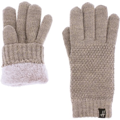 gants femme en maille avec fil lurex et doublure en teddy plush doux