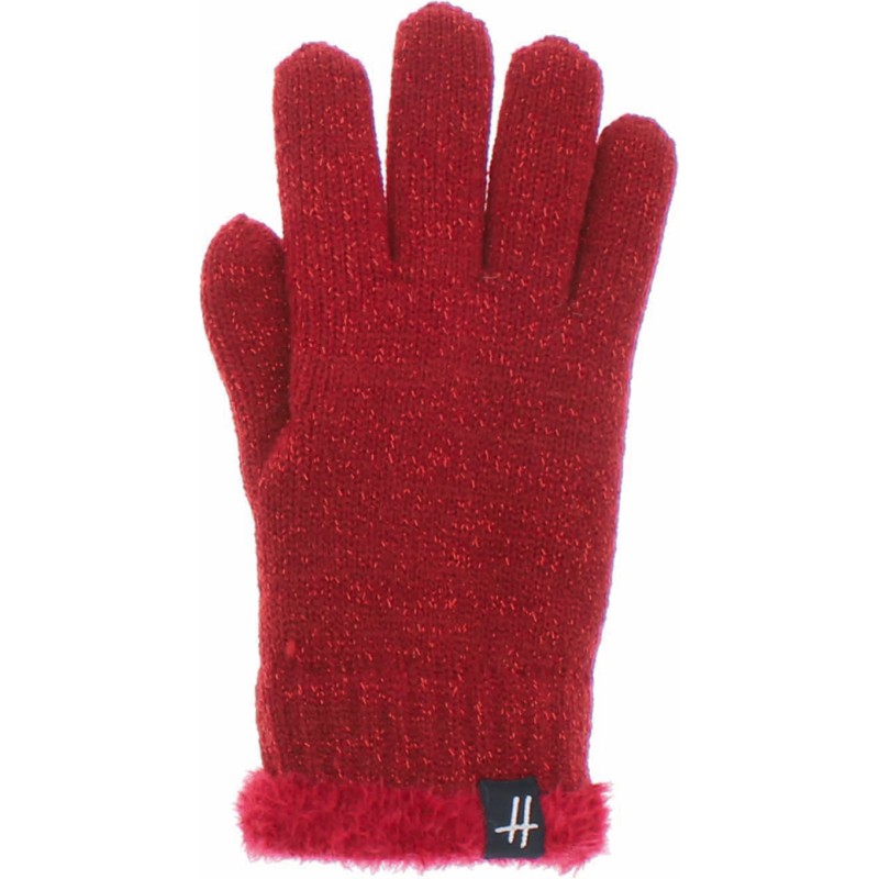 Children's gloves in plain knit with lurex wrist and teddy lining Children's gloves in plain knit with lurex wrist and teddy lining
