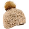 Bonnet chiné avec pompon en fausse fourrure