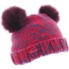Bonnet chiné à double pompon en fausse fourrure