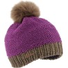 Bonnet bicolore avec pompon fausse fourrure