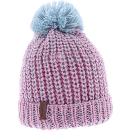 bonnet pompon enfant hiver herman en maille avec revers et doublure en plush