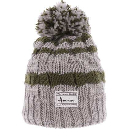 bonnet pompon hiver herman 1874 en maille et doublure en plush