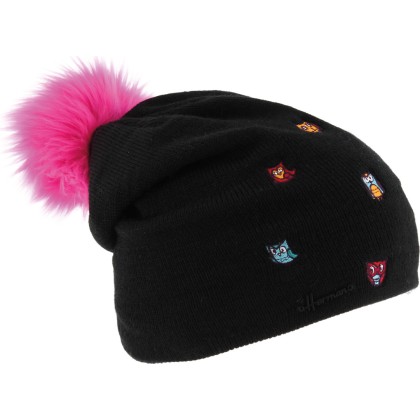 Beanie with fake fur pompom