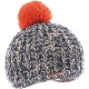Bonnet enfant tricot chiné avec pompon uni doublé plush