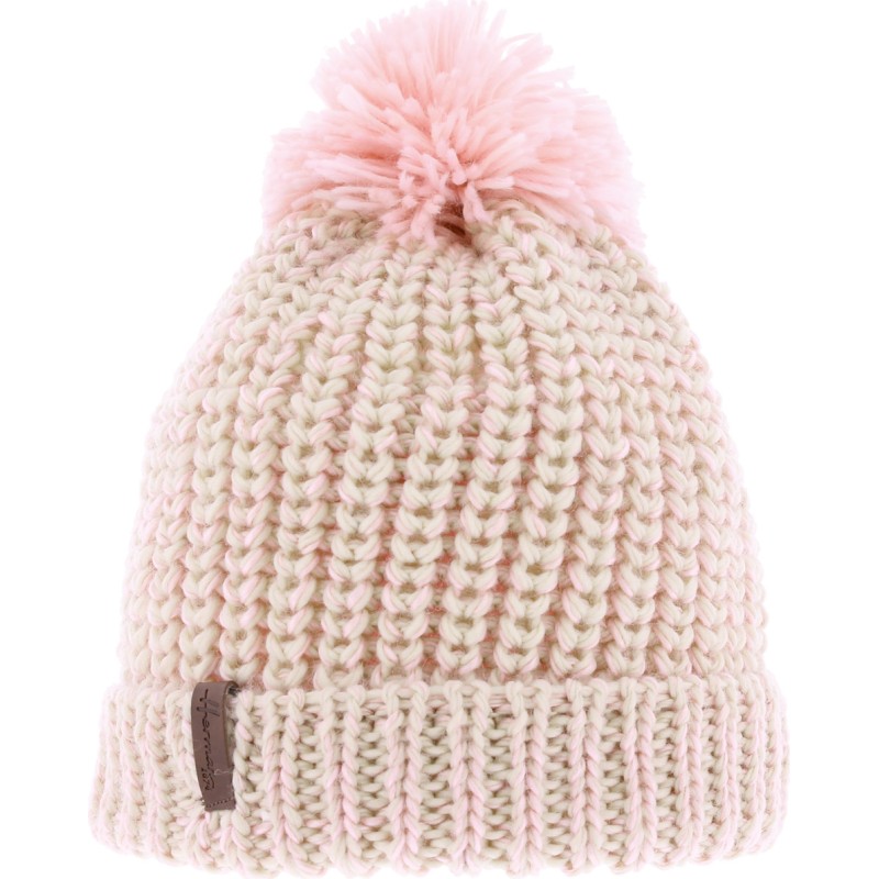 bonnet femme en maille avec pompon