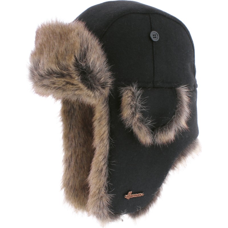 Chapka en fausse fourrure, avec 2 positions de fermeture