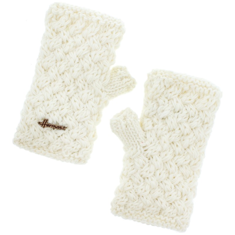 mitaines gants ouvert en maille herman, doublure en plush doux