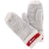 moufle en maille, gris et rayé rouge