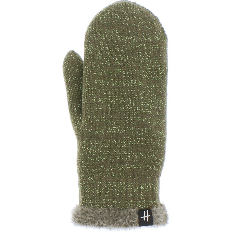 Moufles femme en maille unie avec lurex poignet et doublure en teddy Moufles femme en maille unie avec lurex poignet et doublure en teddy