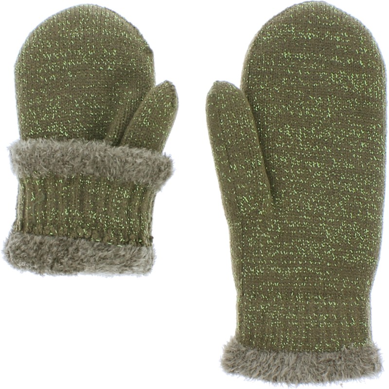 Moufles femme en maille unie avec lurex poignet et doublure en teddy Moufles femme en maille unie avec lurex poignet et doublure en teddy