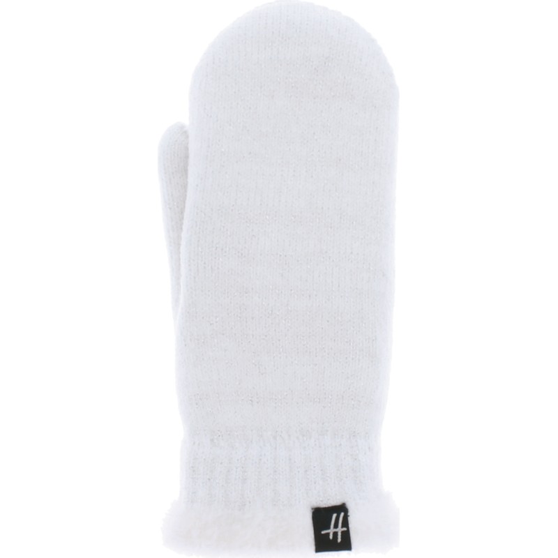 Moufles femme en maille unie avec lurex poignet et doublure en teddy Moufles femme en maille unie avec lurex poignet et doublure en teddy