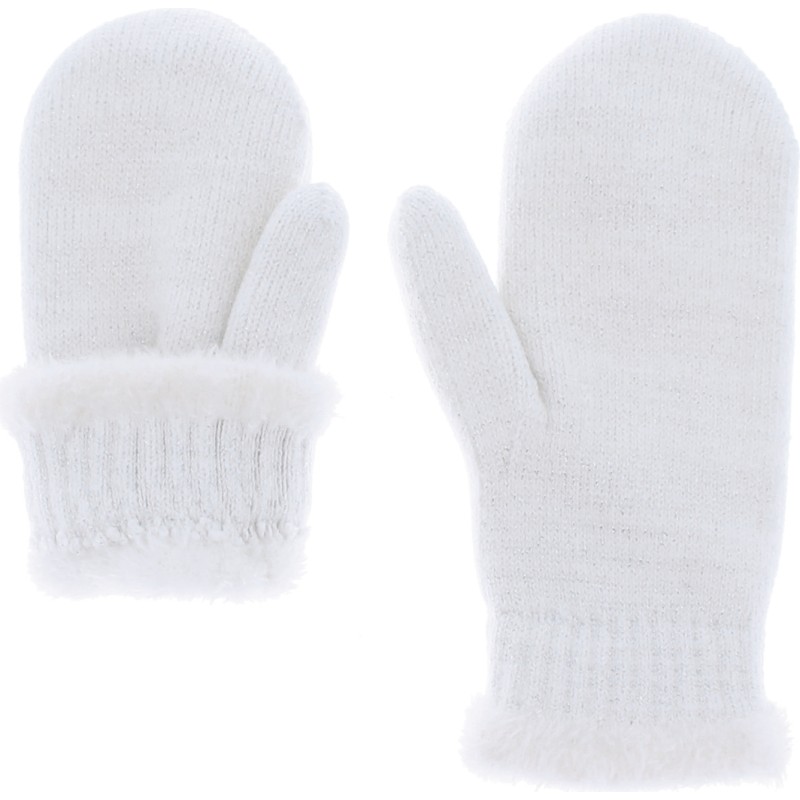 Moufles femme en maille unie avec lurex poignet et doublure en teddy Moufles femme en maille unie avec lurex poignet et doublure en teddy