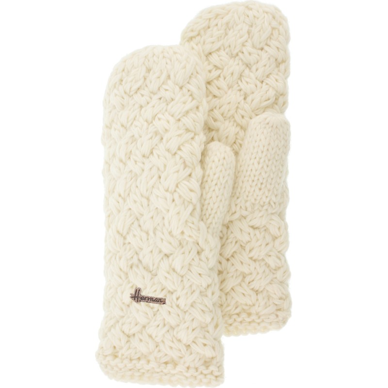 Moufle tricotée main unie doublée polaire