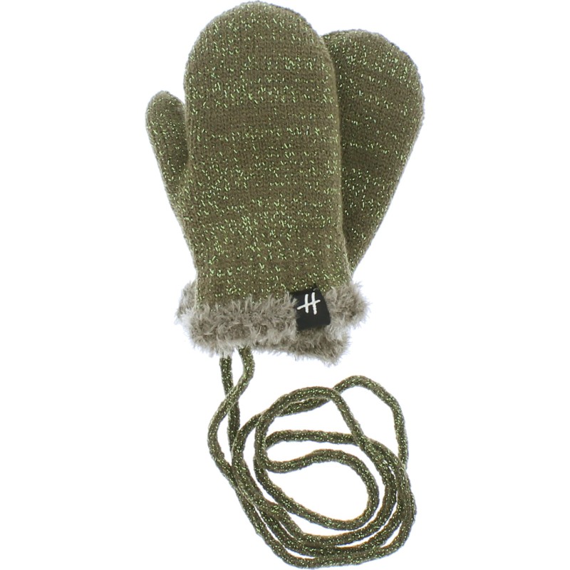 Moufles bébé en maille unie avec lurex, poignet et doublure en teddy p